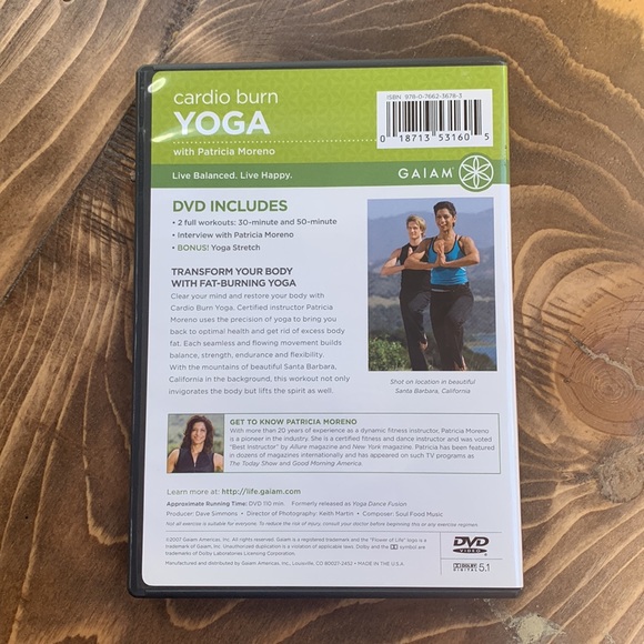 Gaiam cardio burn yoga DVD - Picture 2 of 3